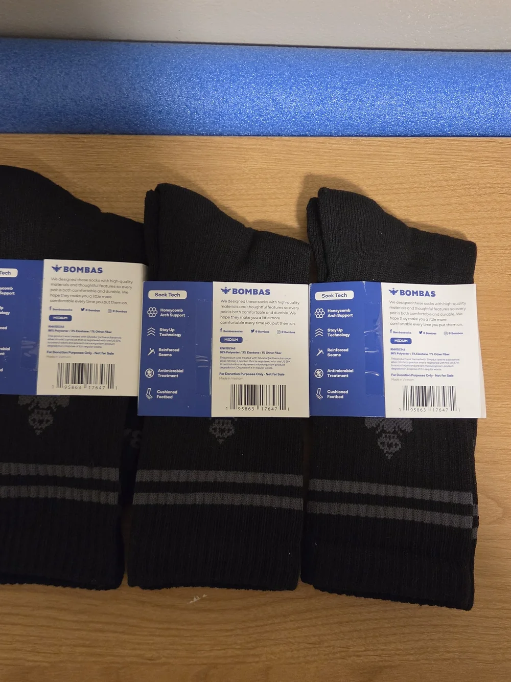 Bombas Black Crew Socks - Medium (3 Pack)-unisex